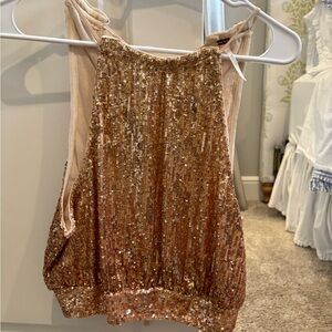 Sequin Gold Sleeveless Top
